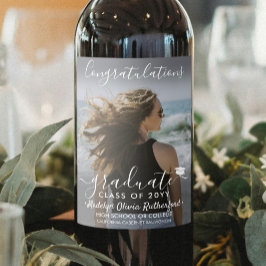 Afstuderen Gefeliciteerd Foto & witboek Wijn Etiket