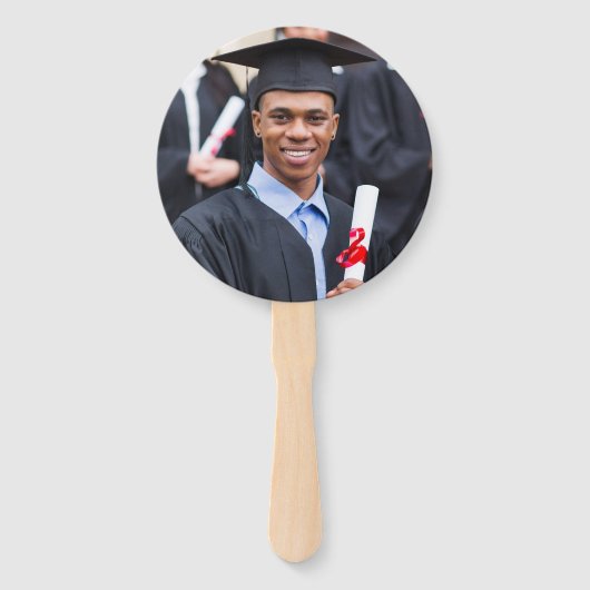 Afstuderen Gefeliciteerd Foto zwart Handwaaier (Achterkant)