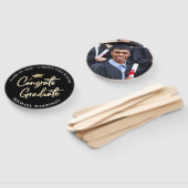 Afstuderen Gefeliciteerd Foto zwart Handwaaier (Niet-gemonteerd)