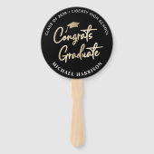 Afstuderen Gefeliciteerd Foto zwart Handwaaier (Voorkant)