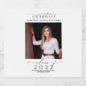 Afstuderen Gefeliciteerd Foto zwart script Sparkling Wijnetiket (Enkel label)