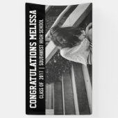 Afstuderen Gefeliciteerd Foto zwart Spandoek (Verticaal)