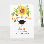 Afstuderen gefeliciteerd Gele Floral Card Kaart (Voorkant)