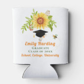 Afstuderen Gefeliciteerd Gele Floral Zonnebloem Blikjeskoeler (Achterkant)