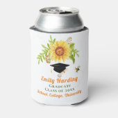 Afstuderen Gefeliciteerd Gele Floral Zonnebloem Blikjeskoeler (Blikje Achterkant)