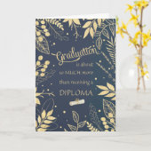 Afstuderen gefeliciteerd glitter look bladeren kaart (Gele Bloem)