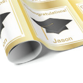 Afstuderen Gefeliciteerd Gold Persoonlijke verpakk Cadeaupapier (Rol Hoek)