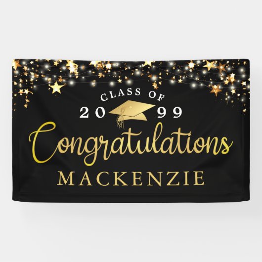 Afstuderen gefeliciteerd Gold Stars aangepaste kle Spandoek (Horizontaal)