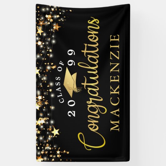 Afstuderen gefeliciteerd Gold Stars aangepaste kle Spandoek (Verticaal)