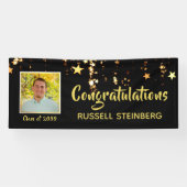 Afstuderen gefeliciteerd | Gouden sterren | Foto Spandoek (Horizontaal)