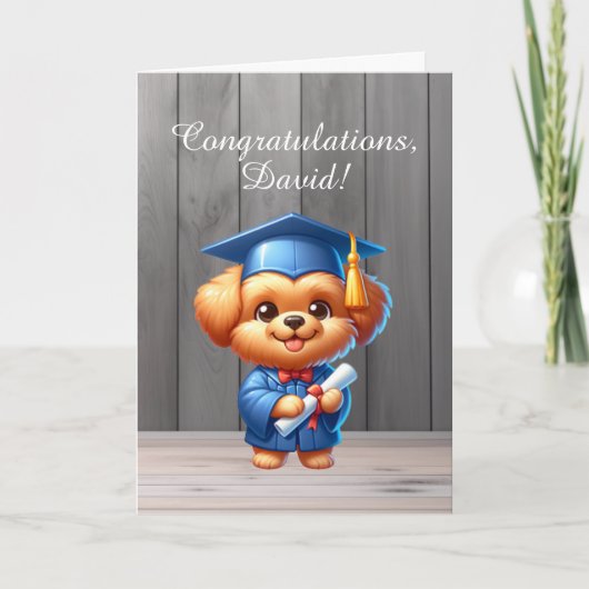 Afstuderen gefeliciteerd | Happy Puppy Kaart (Voorkant)