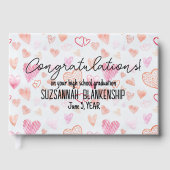 Afstuderen Gefeliciteerd Heart Patroon Aangepast Gastenboek (Voorkant)