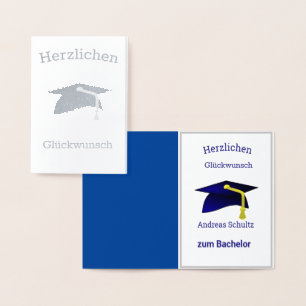 Afstuderen Gefeliciteerd in het Duits - zilver Folie Kaarten