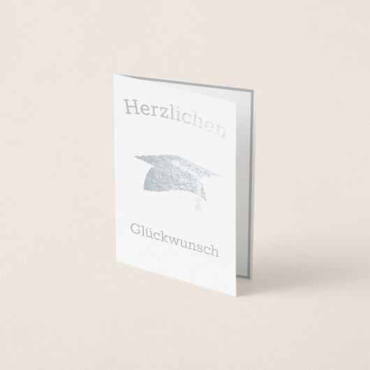 Afstuderen Gefeliciteerd in het Duits - zilver Folie Kaarten (Voorkant)