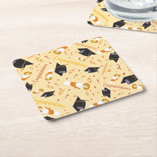 Afstuderen gefeliciteerd kartonnen onderzetters (Schuin)