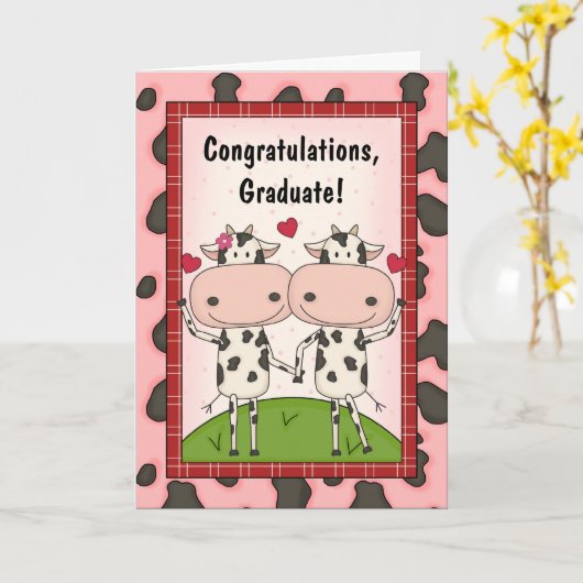 Afstuderen Gefeliciteerd - Koeien Kaart (Gele Bloem)
