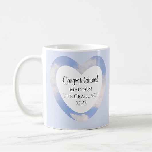 Afstuderen gefeliciteerd Light Blue Sky Koffiemok (Links)