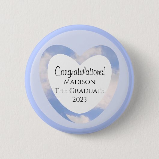 Afstuderen gefeliciteerd Light Blue Sky Ronde Button 5,7 Cm (Voorkant)