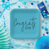 Afstuderen gefeliciteerd met Blauwgroen Papieren Bordje (Feest)