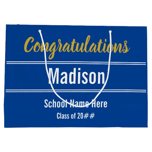 Afstuderen Gefeliciteerd met Blue and White Groot Cadeauzakje (Achterkant)