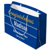 Afstuderen Gefeliciteerd met Blue and White Groot Cadeauzakje (Achterkant Gekanteld)