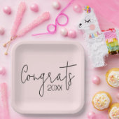 Afstuderen Gefeliciteerd met Blush Pink Papieren Bordje (Feest)