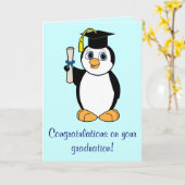 Afstuderen Gefeliciteerd met Boy Penguin Kaart (Gele Bloem)