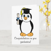 Afstuderen Gefeliciteerd met Boy Penguin Kaart (Gele Bloem)