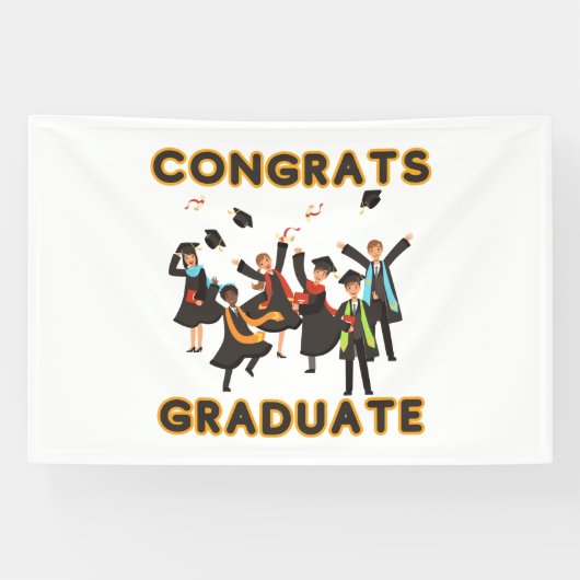 Afstuderen Gefeliciteerd met de 4x6 vinylbanner Spandoek (Horizontaal)