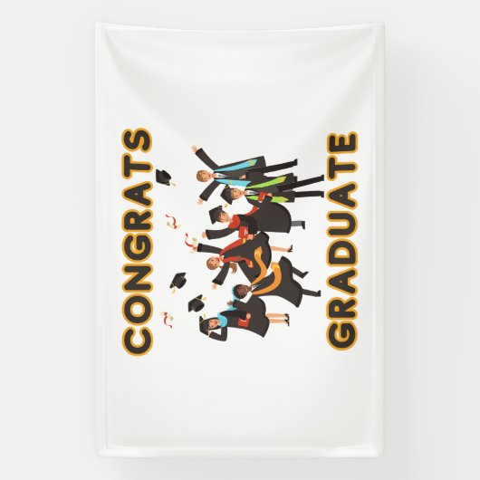 Afstuderen Gefeliciteerd met de 4x6 vinylbanner Spandoek (Verticaal)