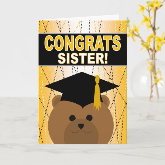 Afstuderen Gefeliciteerd met een zus Kaart (Gele Bloem)