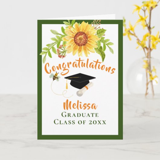 Afstuderen gefeliciteerd met Floral Card Kaart (Gele Bloem)