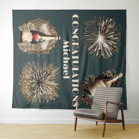 Afstuderen Gefeliciteerd met het vieren van bubbel Wandkleed (In Situ (horizontaal))