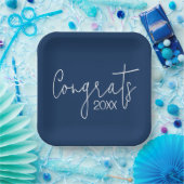 Afstuderen gefeliciteerd met Navy Blue Papieren Bordje (Feest)