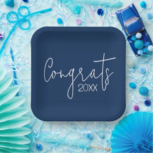 Afstuderen gefeliciteerd met Navy Blue Papieren Bordje (Feest)