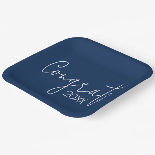 Afstuderen gefeliciteerd met Navy Blue Papieren Bordje (Gebogen)
