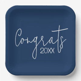 Afstuderen gefeliciteerd met Navy Blue Papieren Bordje