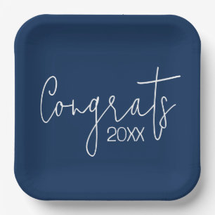 Afstuderen gefeliciteerd met Navy Blue Papieren Bordje