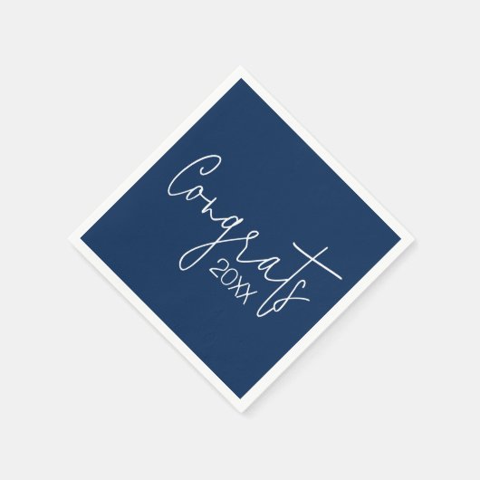 Afstuderen gefeliciteerd met Navy Blue Servet (Hoek)