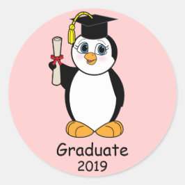 Afstuderen Gefeliciteerd met Penguin Ronde Sticker