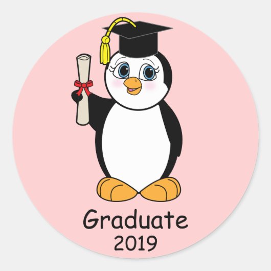Afstuderen Gefeliciteerd met Penguin Ronde Sticker (Voorkant)