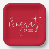 Afstuderen gefeliciteerd met rood papieren bordje (Voorkant)