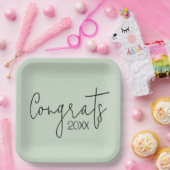 Afstuderen Gefeliciteerd met Sage Green Papieren Bordje (Feest)