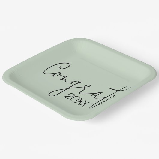 Afstuderen Gefeliciteerd met Sage Green Papieren Bordje (Gebogen)
