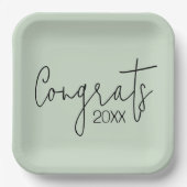 Afstuderen Gefeliciteerd met Sage Green Papieren Bordje (Voorkant)