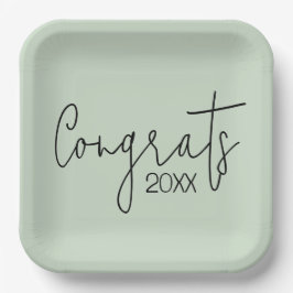 Afstuderen Gefeliciteerd met Sage Green Papieren Bordje