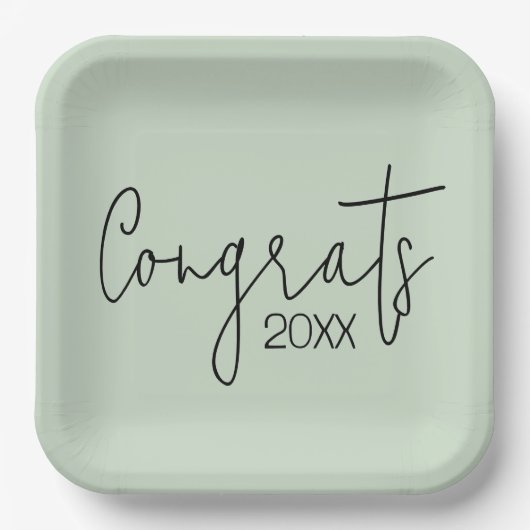 Afstuderen Gefeliciteerd met Sage Green Papieren Bordje (Voorkant)