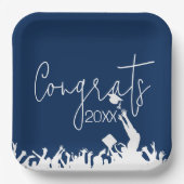 Afstuderen gefeliciteerd met witte Petten Papieren Bordje (Voorkant)