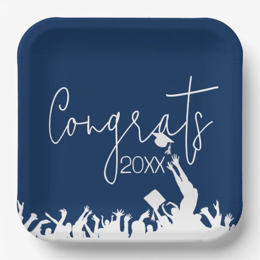 Afstuderen gefeliciteerd met witte Petten Papieren Bordje (Voorkant)