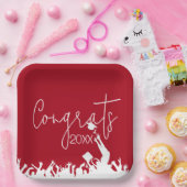 Afstuderen gefeliciteerd met witte Petten Papieren Bordje (Feest)